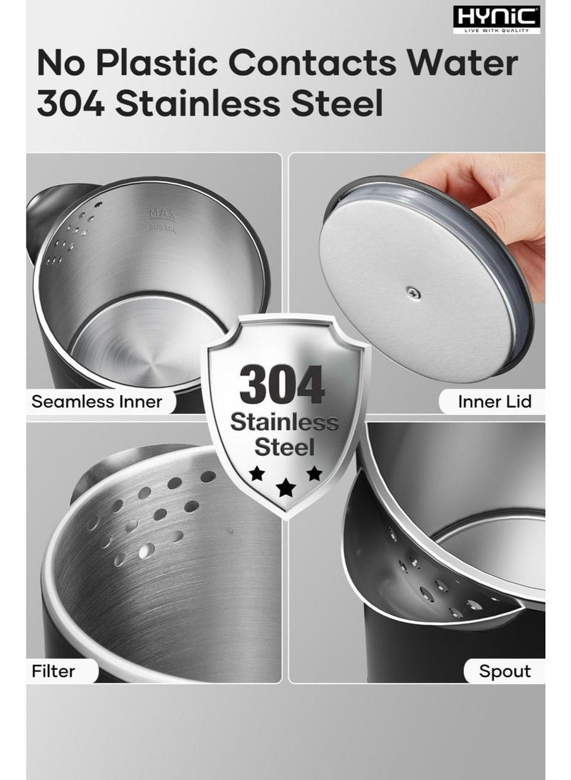 Hynic Portable Electric Travel Kettle 0.5L | 1500W Fast Boil, 304 Food-Grade Stainless Steel Seamless Inner | Double Wall Insulation & Auto Shut-Off | Compact Mini Tea & Coffee Pot for Home, Office & Travel - Image 3